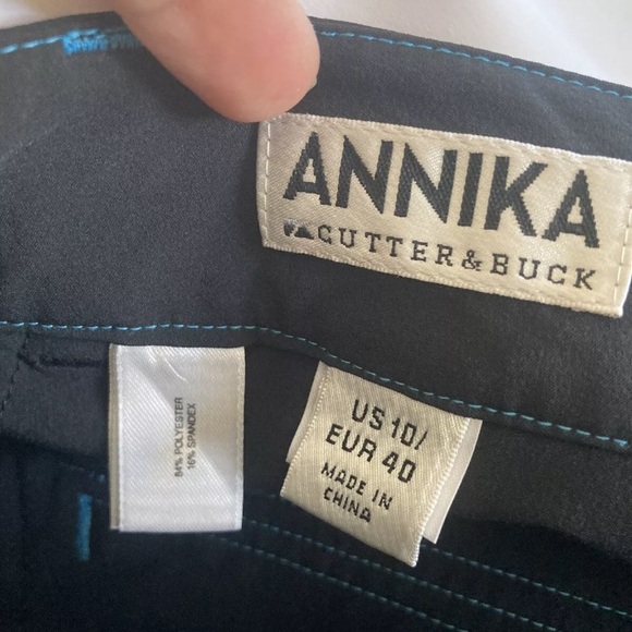 Women’s Annika Cutter & Buck black blue stitching chino Bermuda shorts size 10 - Picture 7 of 8